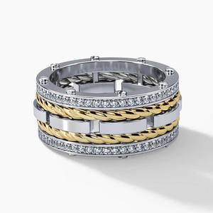 Anello da Uomo T0610 con Cristallo Incrociato, Placcato Oro 18K, Lega di Metallo Prezioso, Incastonatura a Canale, per Uso Quotidiano - Product Image 6