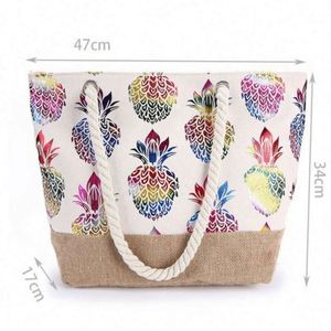 Bolso de Hombro para Mujer con Diseño de Piña y Estampado Dorado, Plegable, para Compras o Playa - Product Image 3