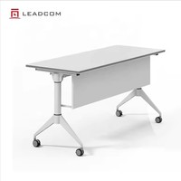 Table de réunion de bureau moderne en aluminium LEADCOM ODEON LS-418, pliable, à plateau rabattable, empilable, pour la formation commerciale et les salles de conférence