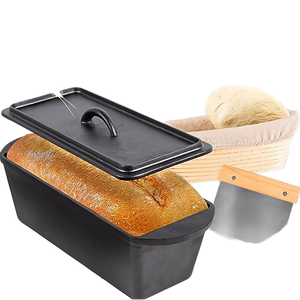 Cetakan Roti Besi Cor Tahan Panas Bentuk Persegi Panjang Dengan Tutup Berlapis Anti Lengket untuk Memanggang Roti dan Kue di Oven Dapur - Product Image 1