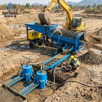 Trommel mobile à faible entretien pour le lavage de l'or 100-150t/h avec panneaux de tamis personnalisables en option pour la séparation de l'or dans les riviers africains