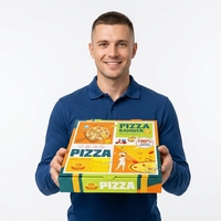 Boîtes à pizza personnalisées en gros avec logo imprimé, imperméables, biodégradables, jetables, en carton ondulé, pour restaurants