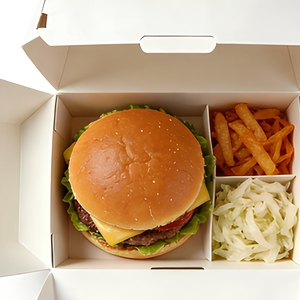 Kotak Kertas Grosir Sekali Pakai, Kotak Makan Kertas Bersekat, Wadah Bawa Pulang Anti Minyak untuk <span class=keywords><strong>Burger</strong></span>, Kentang Goreng, Salad - Product Image 5
