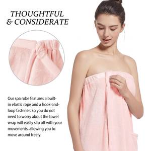 Robe en tissu éponge doux de haute qualité pour femmes avec poche, ajustement sûr et réglable pour le bain, le spa, la maison et les voyages - Product Image 4