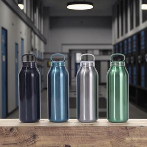 Botella de Agua de Acero Inoxidable de Doble Pared con Aislamiento al Vacío, Diseño Completamente Nuevo, 350 ml/500 ml, con Tapa Antiderrames y Asa, para Deportes - Product Image 1