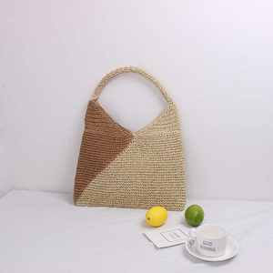 Ручная работа, тонкая пляжная сумка из рафии, Соломенная Сумка для женщин, летнее платье для путешествий, женская вязаная бумажная Соломенная Сумка-тональная сумка - Product Image 6
