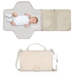 Wholesale Travel Waterproof Leather Baby Changing Mat with Pockets Custom Portable Diaper Changing Pads