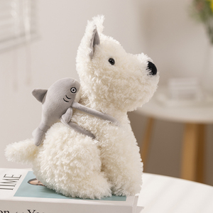 Venta al por mayor El perro con el tiburón en su espalda Peluche Perro Muñeca Cachorro West Highland Cachorro regalo para niños - Product Image 4