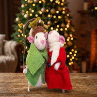 Adorable Ornement en Laine Fait Main - Couple de Souris en Feutre Aiguilleté, Cadeau de Saint-Valentin, Décoration d'Intérieur, Jouets en Peluche Personnalisables, Le Meilleur