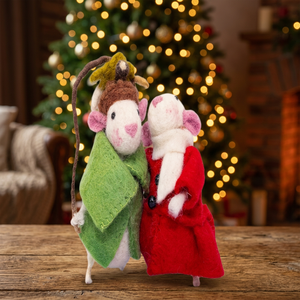 Adorable Adorno de Lana Hecho a Mano - Pareja de Ratones de Fieltro, Regalo de San Valentín, Decoración para el Hogar, Juguetes de Peluche Personalizables - Product Image 2