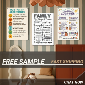 Targhe in metallo con stampa UV, campioni gratuiti, regole per la famiglia, all'ingrosso, 7.87x11.81 pollici, decorazione da parete per la casa e la cameretta dei bambini, poster in metallo - Product Image 2