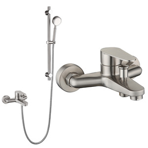 Juego de ducha de acero inoxidable 304 con válvula mezcladora y grifo, patrón de pulverización tipo lluvia, cabezal redondo, caudal ajustable de 3.5-4.9gpm - Product Image 4