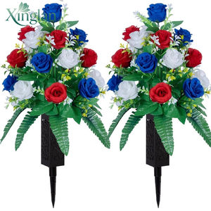 2 Ensembles de Roses <span class=keywords><strong>Artificielles</strong></span> <span class=keywords><strong>pour</strong></span> Cimetière, Décorations de Tombes, 2 Vases Hauts de 18 Pouces, <span class=keywords><strong>Fleurs</strong></span> Funéraires Extérieures Réalistes <span class=keywords><strong>pour</strong></span> Thanksgiving - Product Image 1