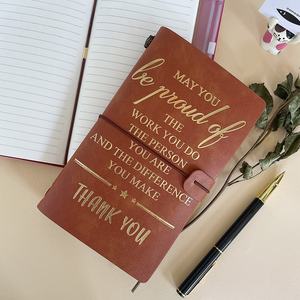 Carnet de notes A6 vintage en cuir PU avec logo gaufré et reliure cousue – Cadeau idéal pour fille, papa, maman - Product Image 3