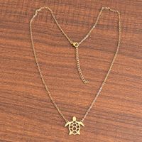 Collar de Tortuga Dulce y Adorable de Acero Inoxidable con Baño de Oro de 18k, Collar con Colgante de Tortuga Hueca que No se Desvanece