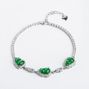 Pulsera de Jadeíta Natural con Forma de Calabaza, Incrustaciones de Plata S925, Accesorio Femenino de Alta Gama, D204 - Product Image 5