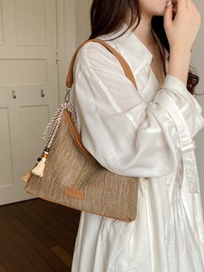 Bohemian Jute Shoulder Bag With <b>Tassel</b> Decoration Single Strap Open Closure <b>For</b> Daily Use All Seasons - Product Image 6