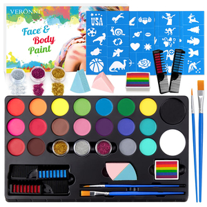 Kit de pintura corporal facial profesional para niños Juego de pintura corporal facial con plantilla de pincel de pintura - Product Image 3