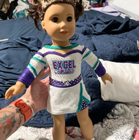 Nouveauté : Costume de pom-pom girl pour poupée de 18 pouces, uniforme de pom-pom girl pour filles, ensemble de déguisements fantaisie avec strass pour la danse de pom-pom girl