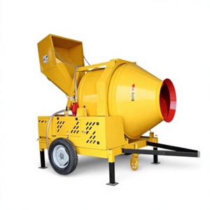 Bétonnière miniature jaune 500L avec pompe, bétonnière portable pour chantier - Product Image 1