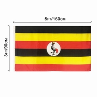 Drapeau extérieur personnalisé avec logo 3x5 pieds, noir, jaune, rouge, drapeau d'Ouganda