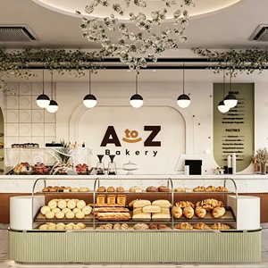 Bakery Pastry Coffee Shop Interior Design Showcase Furniture Full Room Customization Glass Display Cabinet Café Store Decoration - Product Image 2