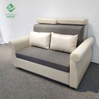 Vintage Leder 2 Sitz rot und weiß Couch Bett mit Schlaf bett verlängern konvertieren