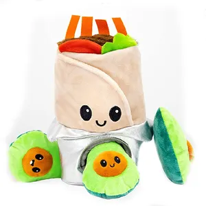 Wholesale Dog Toys Factory Custom Pet Toys Squeaky Dogs Play Small Gift Hide And Seek Burrito Set Plush Pet Chew Toys