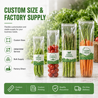Sacs d'emballage pour produits frais de qualité alimentaire, personnalisables avec logo, en BOPP cellophane auto-adhésifs pour légumes