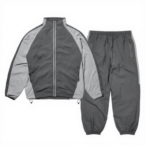 <b>Men's</b> <b>Purple</b> Color Blocking Track <b>Suit</b> Set Stand Collar Zipper Jacket and Pants Breathable Polyester Autumn Wear Windbreaker - Product Image 4