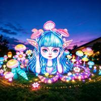Lampu LED Kain Sutra Tahan Air Bentuk Bunga Gadis Peri, Lentera Festival Luar Ruangan, Laris Manis, Estetis untuk Halaman