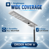 Lampadaire solaire LED tout-en-un intégré, économe en énergie, étanche IP65, durable pour l'utilisation dans les jardins, sur les routes et dans les paysages, garantie 5 ans