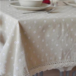 Printed Tablecloth With Daisy Patterns, Small Dots, Countryside Style Cotton And Linen <strong>Table</strong> Linen For Dining <strong>Tables</strong> And Chairs - Product Image 2
