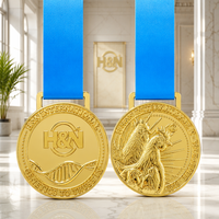 Médaille professionnelle personnalisée en alliage de zinc plaqué or avec relief 3D pour la génétique avicole, le succès agricole, la ferme, le coq, l'honneur et les réalisations