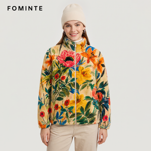Giacca in pile polare stampata <span class=keywords><strong>a</strong></span> <span class=keywords><strong>fiori</strong></span> all-over da <span class=keywords><strong>donna</strong></span>, calda, in sherpa, morbida, streetwear, con orlo regolabile, all'ingrosso - Product Image 3