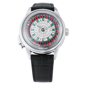 Montre mécanique automatique de luxe unisexe avec mouvement Seagull personnalisé, cadran à roulette, diamants et réserve de marche en cuir, 41 mm - Product Image 4