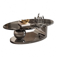 Table basse ovale de style moderne GEDO, comptoirs en marbre noir nordique, tables basses élégantes pour le salon