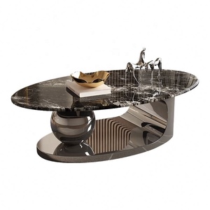 <span class=keywords><strong>Table</strong></span> <span class=keywords><strong>basse</strong></span> ovale de style moderne GEDO, comptoirs en marbre noir nordique, tables basses élégantes pour le salon - Product Image 5