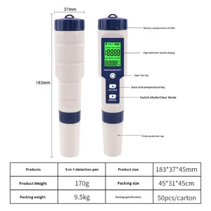 Factory Direct Supply Neutral <strong>OEM</strong> Five-In-One Water Quality Testing Pen TDS/<strong>PH</strong>/EC/Temperature Multifunctional Salinity <strong>Meter</strong> - Product Image 2