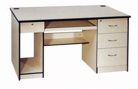 Bureau d'ordinateur moderne avec meuble de rangement mobile, table de bureau en MDF avec plateau pour clavier extractible et support pour unité centrale