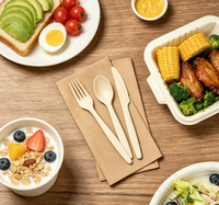 Vaisselle écologique moderne 100% compostable en fibre de coque de riz, couverts biodégradables jetables (cuillère, fourchette, couteau)
