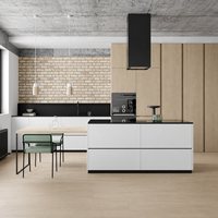 Meubles de cuisine modernes en bois sur mesure avec îlot central, placards de rangement intégrés, ensemble complet de meubles de cuisine écologiques