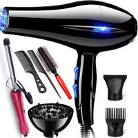 Sèche-Cheveux Professionnel Ionique avec Kit de Coiffage Inclus : Peignes, Lisseur et Fer à Friser
