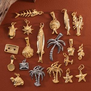 Ocean Sea Shell Decoración Marine Charms DIY Accesorios 18K Oro Inoxidable <span class=keywords><strong>Coral</strong></span> Surtido Diseñador Charms para la fabricación de joyas - Product Image 3