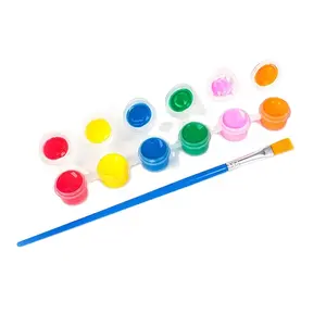 Set cat air dapat dicuci 2ML 6 warna dengan kuas untuk anak-anak, Set cat air Seni dan Kerajinan Anak lukisan artistik kerajinan
