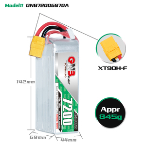 แบตเตอรี่ลิเธียมโพลิเมอร์ GNB GAONENG 6S 7200mah 22.2V 70C 140C XT90 สำหรับเรือบังคับวิทยุ รถยนต์บังคับวิทยุ โดรน รถแข่ง รถบรรทุกบังคับวิทยุ Arrma RTR Redcat Racing Monster - Product Image 3