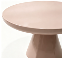 Table basse moderne de style champignon, durable et portable, en bois massif, avec base triangulaire, finition gris mat, contemporaine