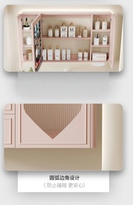 Modern MDF Pink Bathroom Vanity Combo with Ceramic Basin Wall-Mounted LED Mirror Customizable for Apartment & Hospital Use - Product Image 6