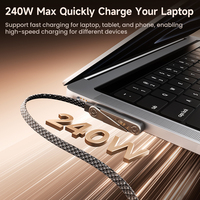 Câble de charge rapide Toocki innovant 240W avec support pliable intégré 90° °   Câble USB-C à design coudé pour ordinateurs portables et tablettes