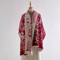 Syal Kasmir Imitasi Jacquard Motif Kuda Lari Gaya Korea, Selendang Panjang Lembut Hangat untuk Musim Gugur/Dingin, Cocok untuk Wanita dan Pasangan